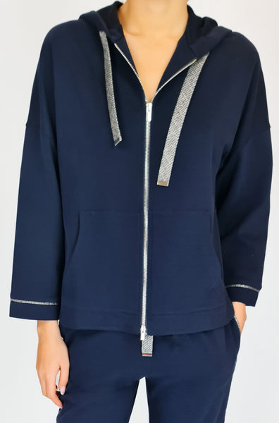 Indulge in ultimate comfort with this Purotatto hoodie. Made with super soft cotton, this classic navy piece is perfect for lounging in luxury. Elevate your leisure game and feel at ease in style.