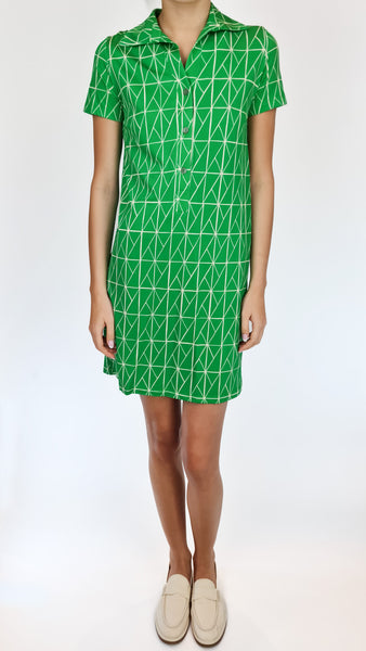 SIYU GREEN BIRDS SHORT DRESS