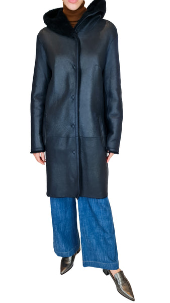 LEVINSKY NAVY REVERSIBLE SHEEPSKIN COAT