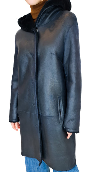 LEVINSKY NAVY REVERSIBLE SHEEPSKIN COAT