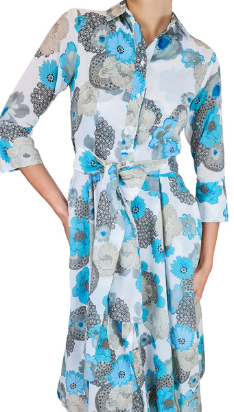 ROSSO35 TURQUOISE FLORAL DRESS