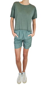 ROSSO35 KHAKI LINEN SHORTS