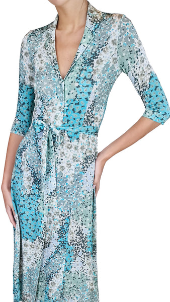 ROSSO35 TURQUOISE FLOWER VISCOSE PRINT DRESS