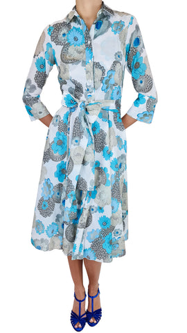 ROSSO35 TURQUOISE FLORAL DRESS
